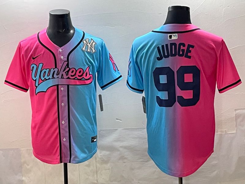 Men New York Yankees 99 Judge Blue pink Game 2025 Nike MLB Jersey style 009